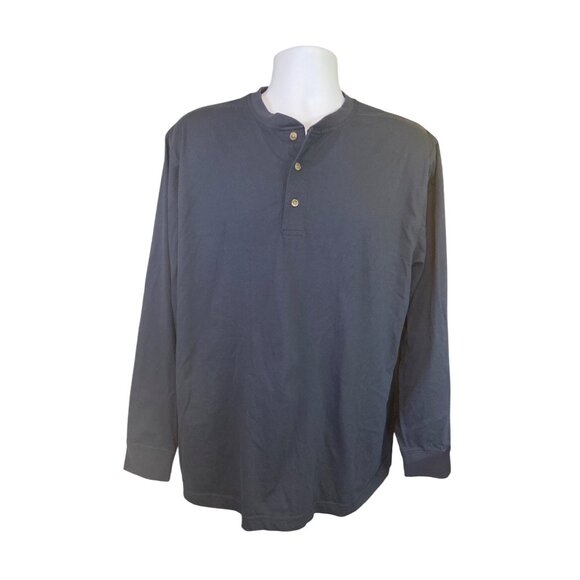 L.L. Bean Henley Shirt  Navy Blue Men’s L Cotton Traditional Fit Minimalist - Picture 2 of 8
